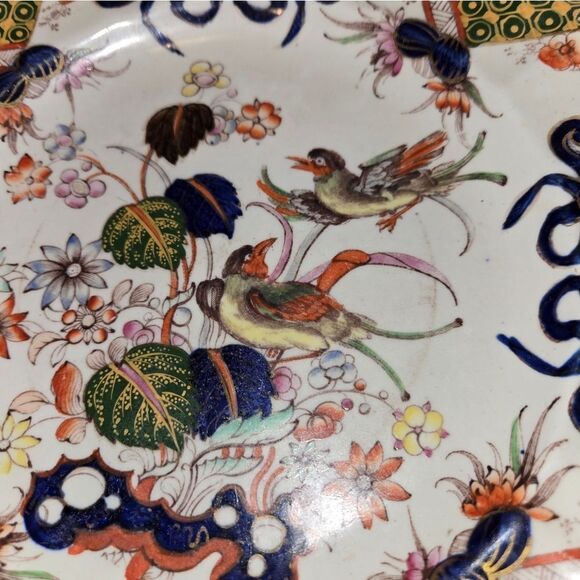 Masons C1850s Floral And Birds Ironstone Plate 9" - Picture 2 of 12